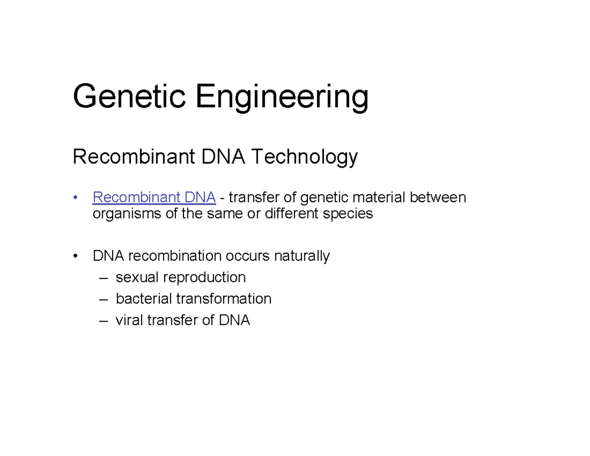 Lec4 - Lecture Notes for Bioligy - Recombinant DNA Technology ...