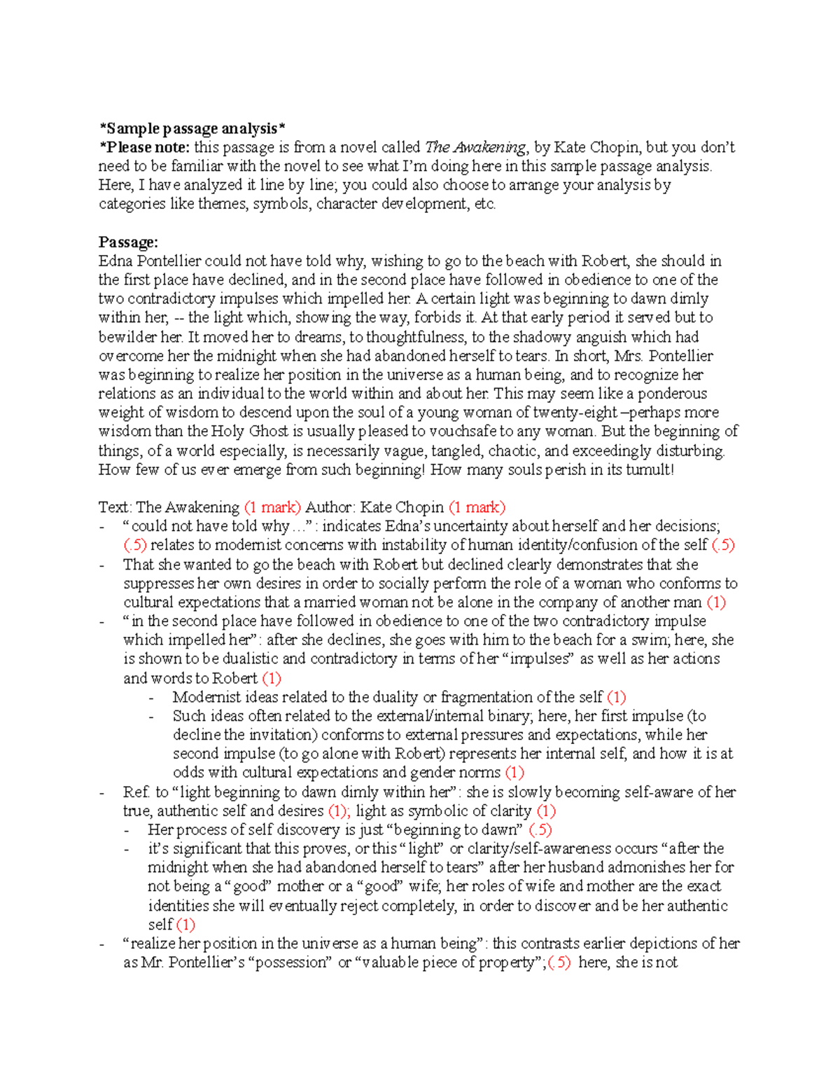 Sample passage analysis - Here, I have analyzed it line by line; you ...