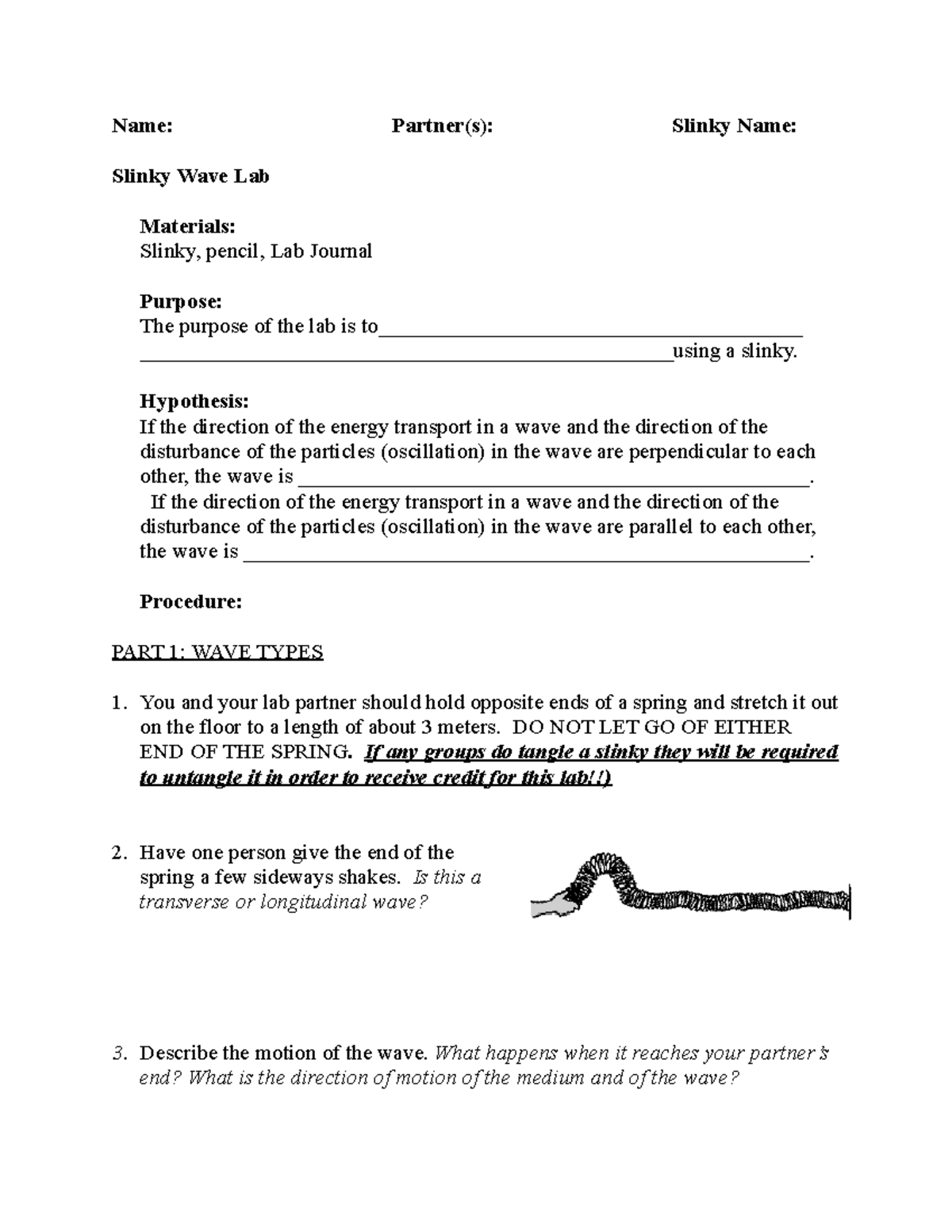Slink Lab Procedure It is a thing where you do the thing and you do