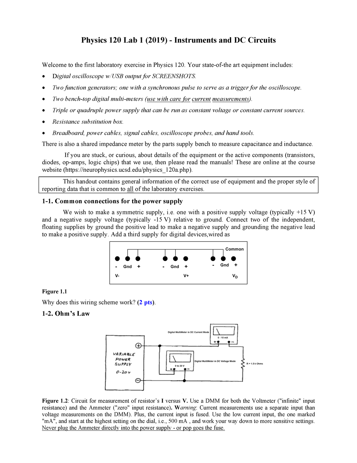 Lab1-Phys120 - Study Well - Physics 120 Lab 1 (2019) - Instruments And ...