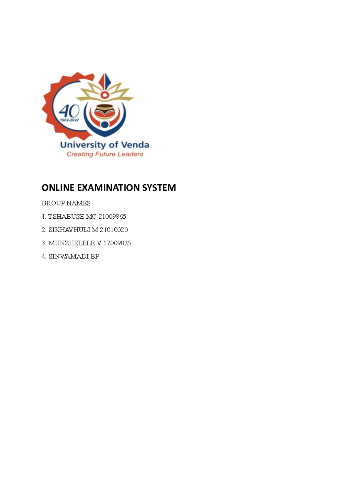 COM 3220 Assignment - tutorial work - ONLINE EXAMINATION SYSTEM GROUP ...