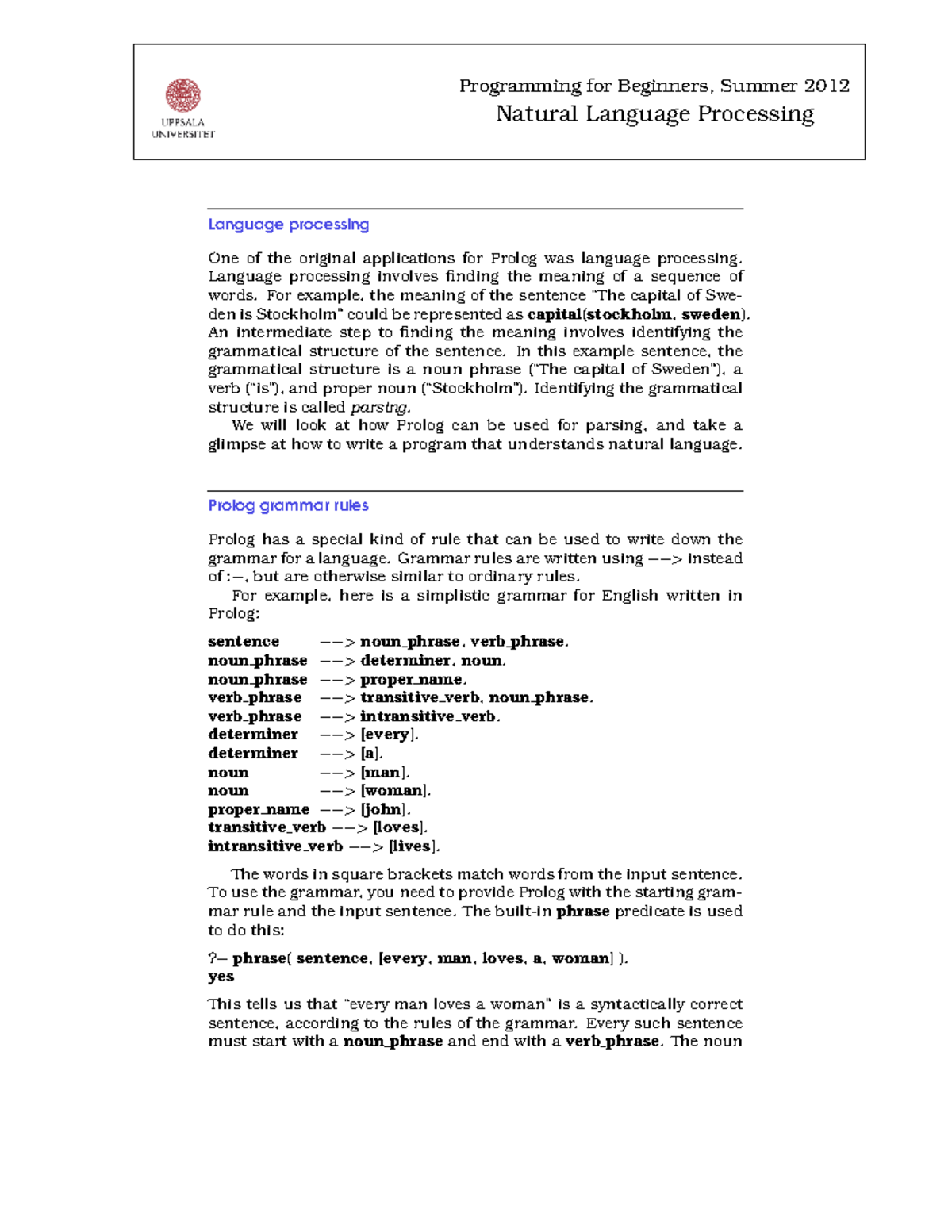 Natural Language Processing - Lecture Notes - Programming for Beginners ...