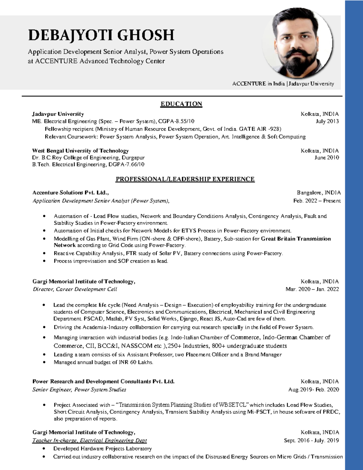 Debajyoti Ghosh (Power System Engineer) - DEBAJYOTI GHOSH Application ...