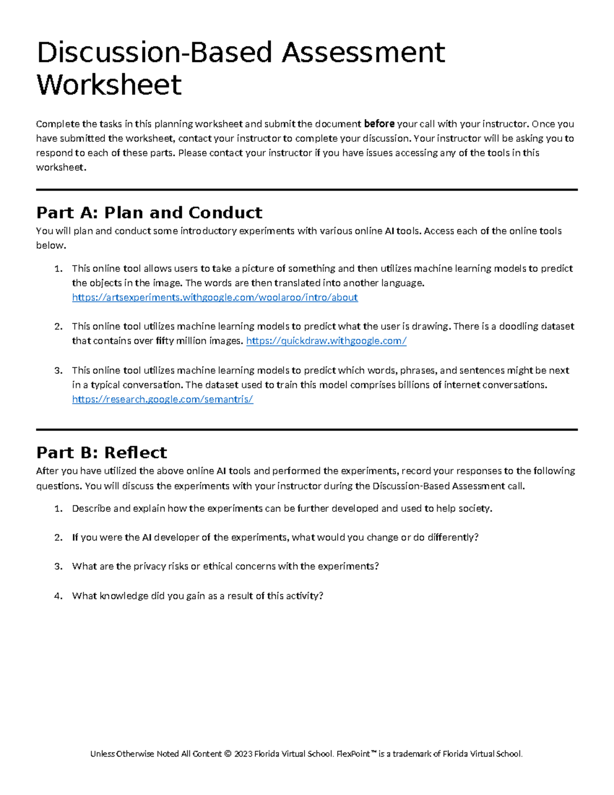 Discussionbased assessment worksheet DiscussionBased Assessment