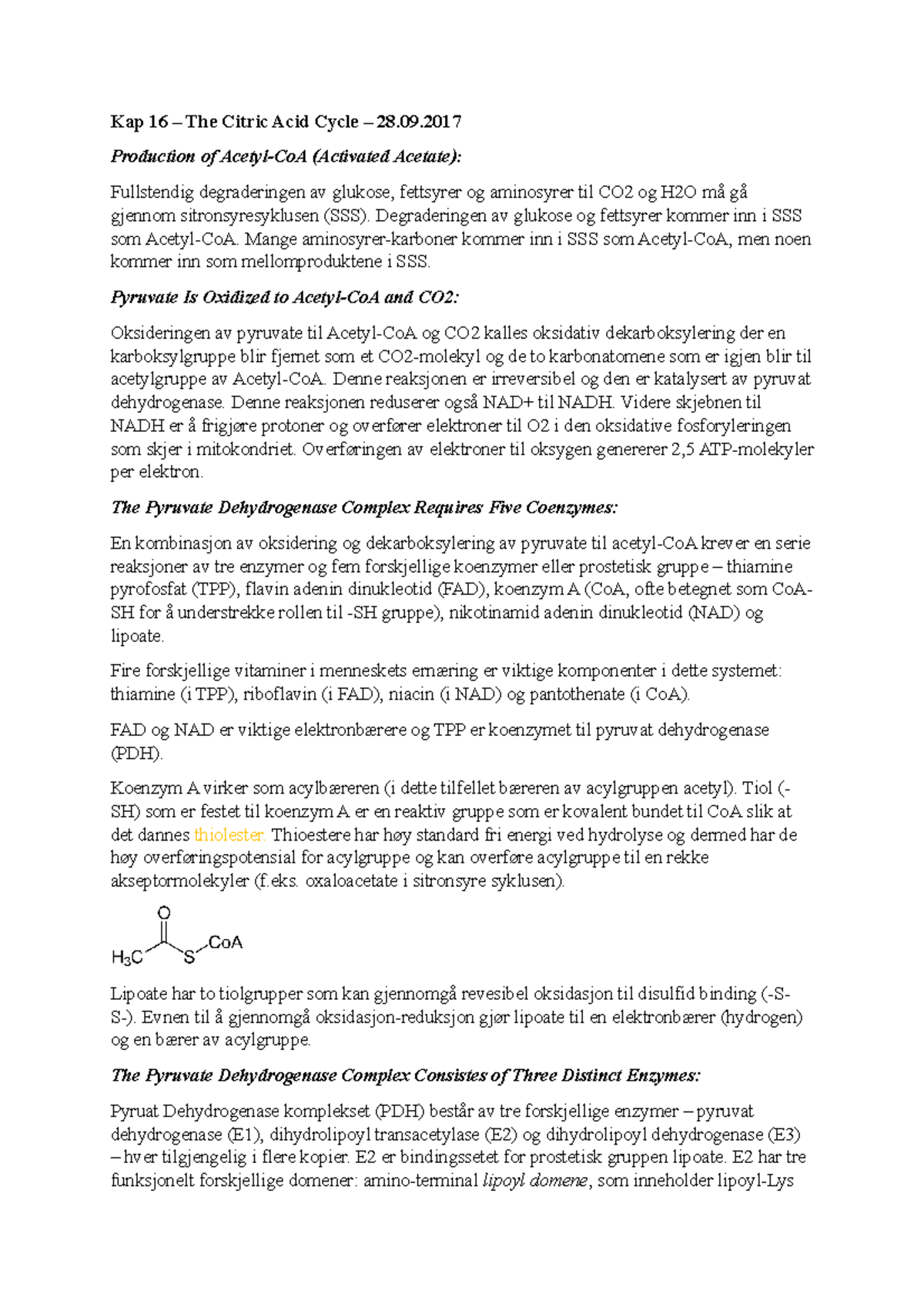 Kap 16 The Citric Acid Cycle - Kap 16 – The Citric Acid Cycle – 28 ...
