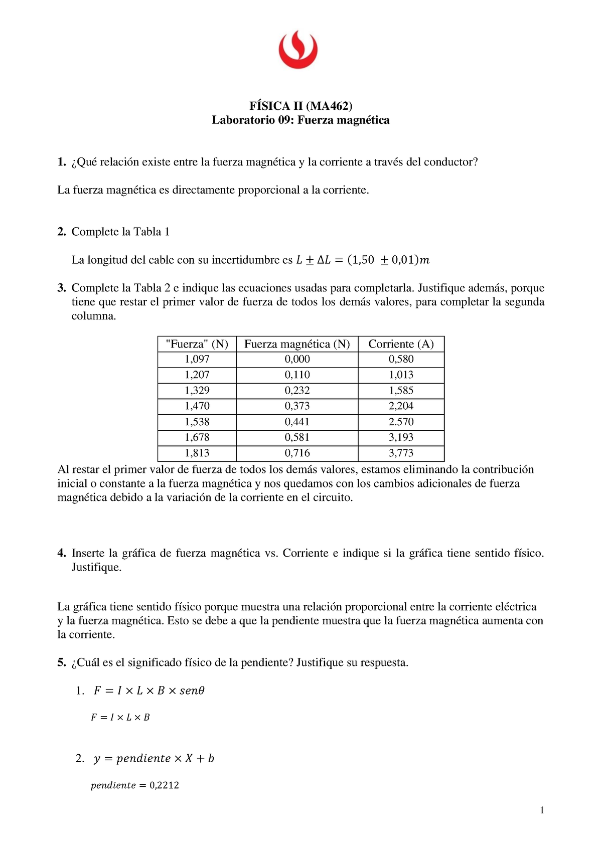 Reporte De Laboratorio 09 De Física II - Física 2 - UPC - Studocu