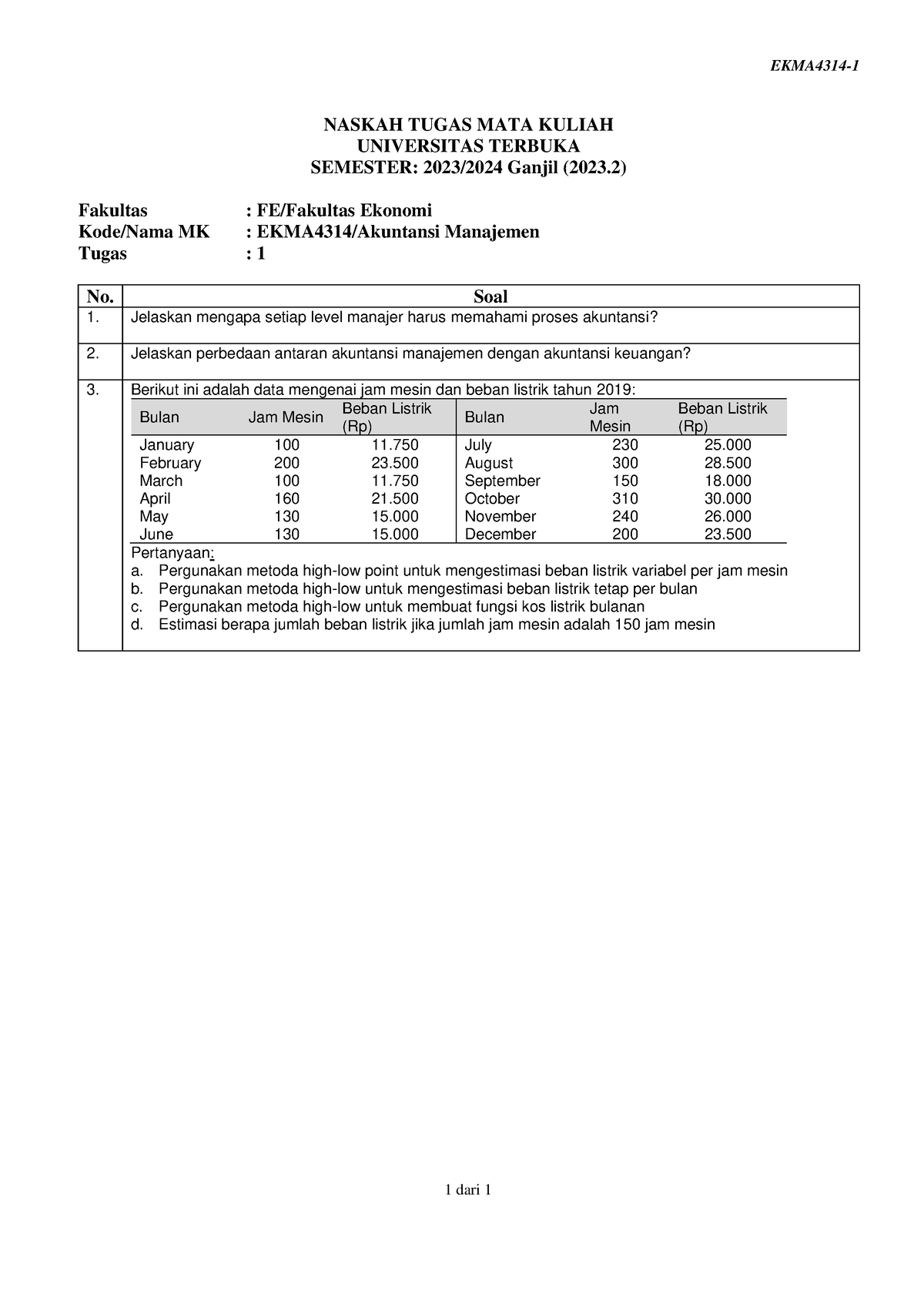 Soal Ekma4314 Tmk1 1 - Soal - EKMA4314- 1 1 Dari 1 NASKAH TUGAS MATA ...