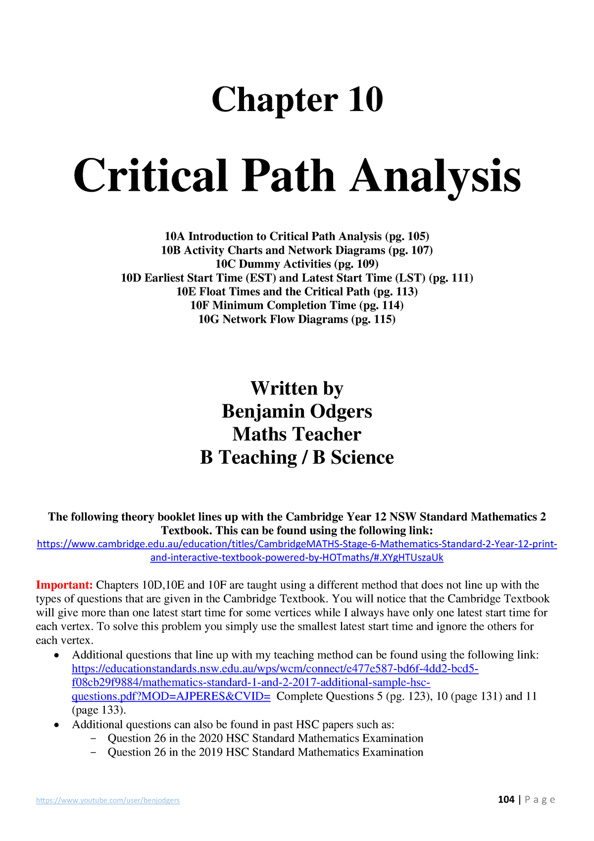 Chapter 10 Critical Path Analysis - 105) 10B Activity Charts And ...