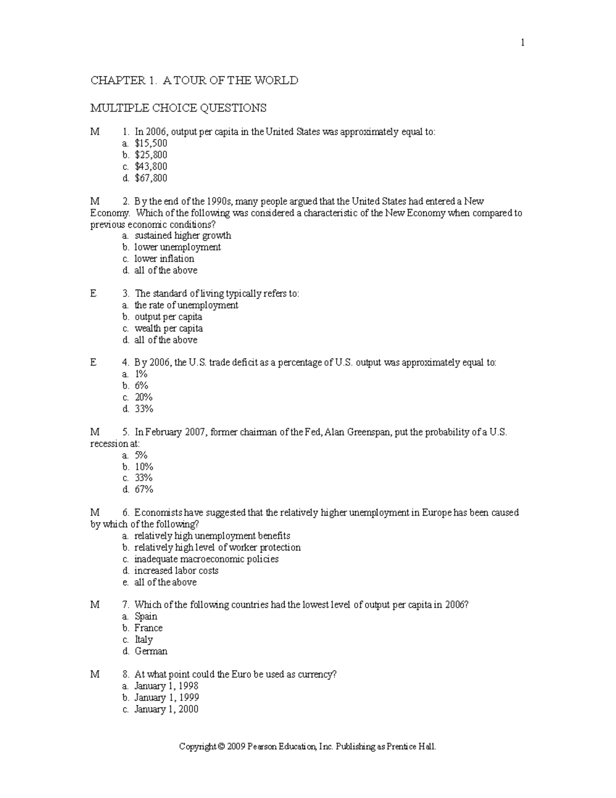 Chapter+1+answers - economics notes - CHAPTER 1. A TOUR OF THE WORLD ...