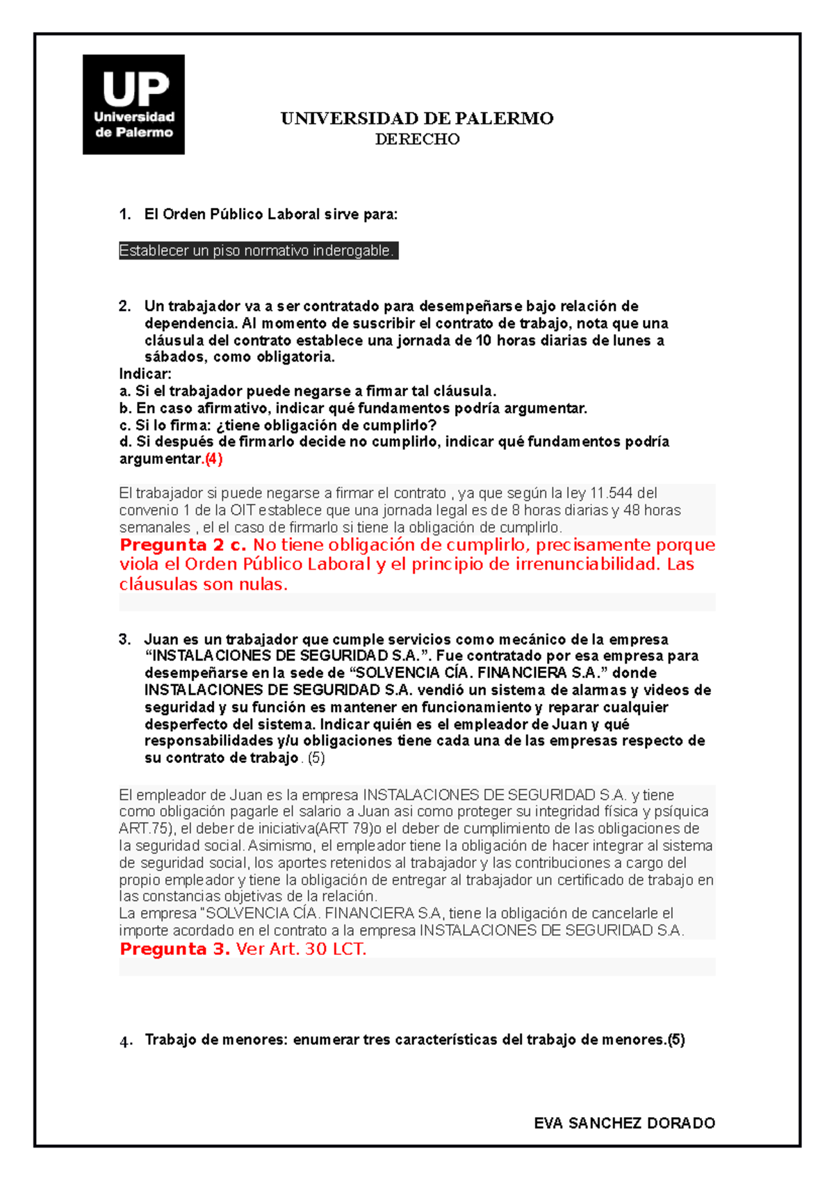 EXAMEN PRIMER PARCIAL - UNIVERSIDAD DE PALERMO DERECHO El Orden Público ...