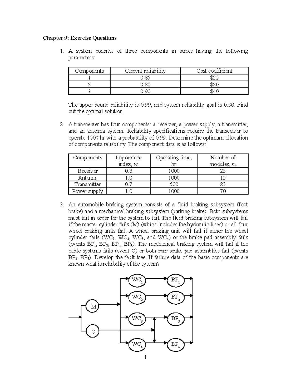 09 Design for Reliability Problems - Chapter 9: Exercise Questions 1. A ...