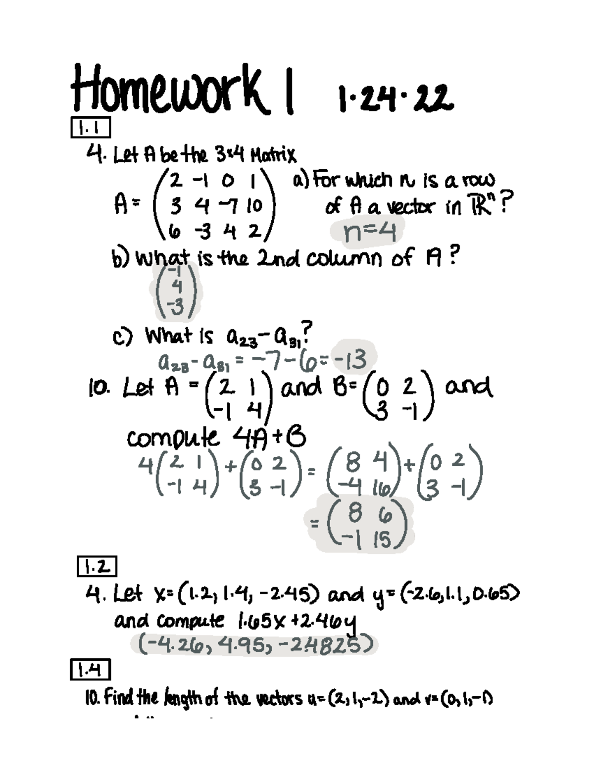 linear algebra homework 1