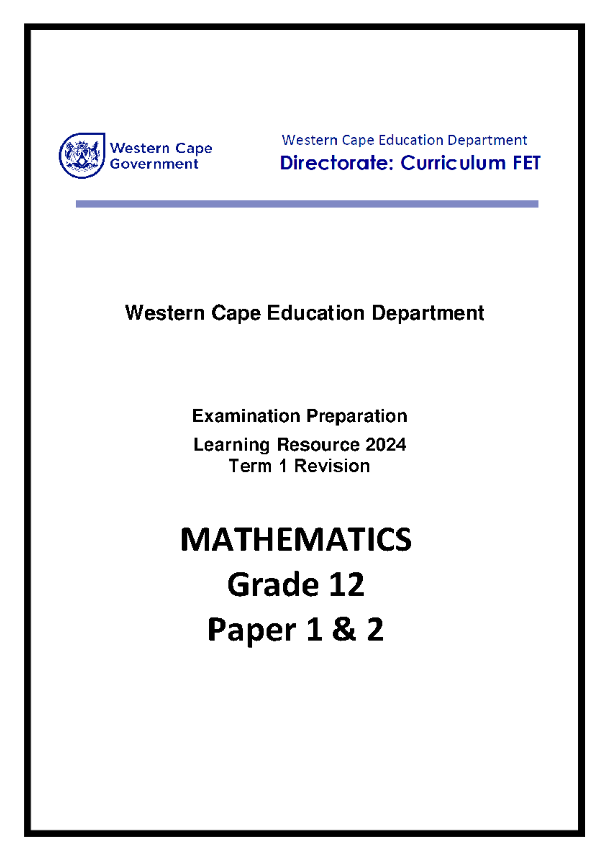 2024 Term 1 Gr 12 - Term 1 - Western Cape Education Department ...
