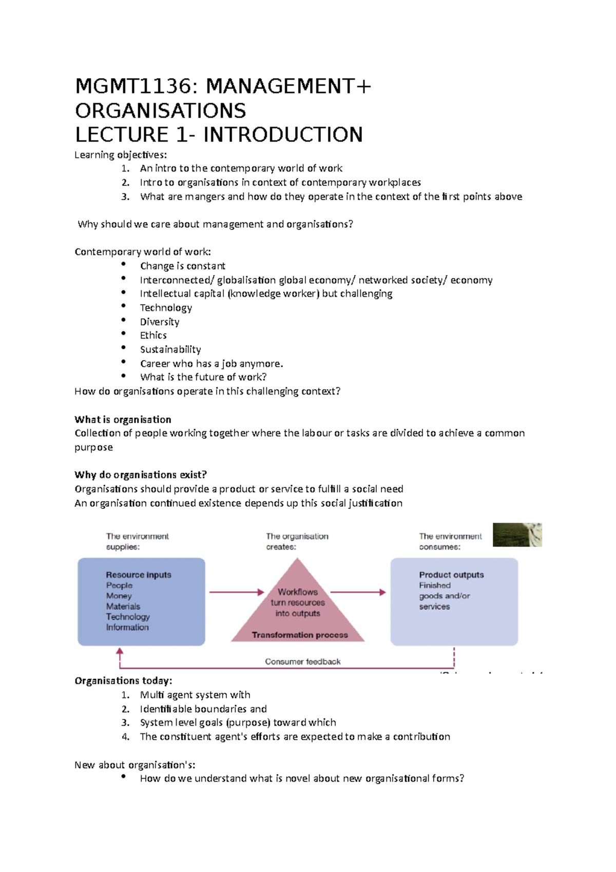 MGMT1136- Management- Organisations - MGMT1136: MANAGEMENT+ ...