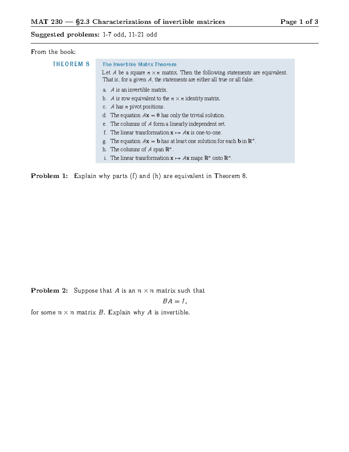 10-28-2-3-characterizations-of-invertible-matrices-handout