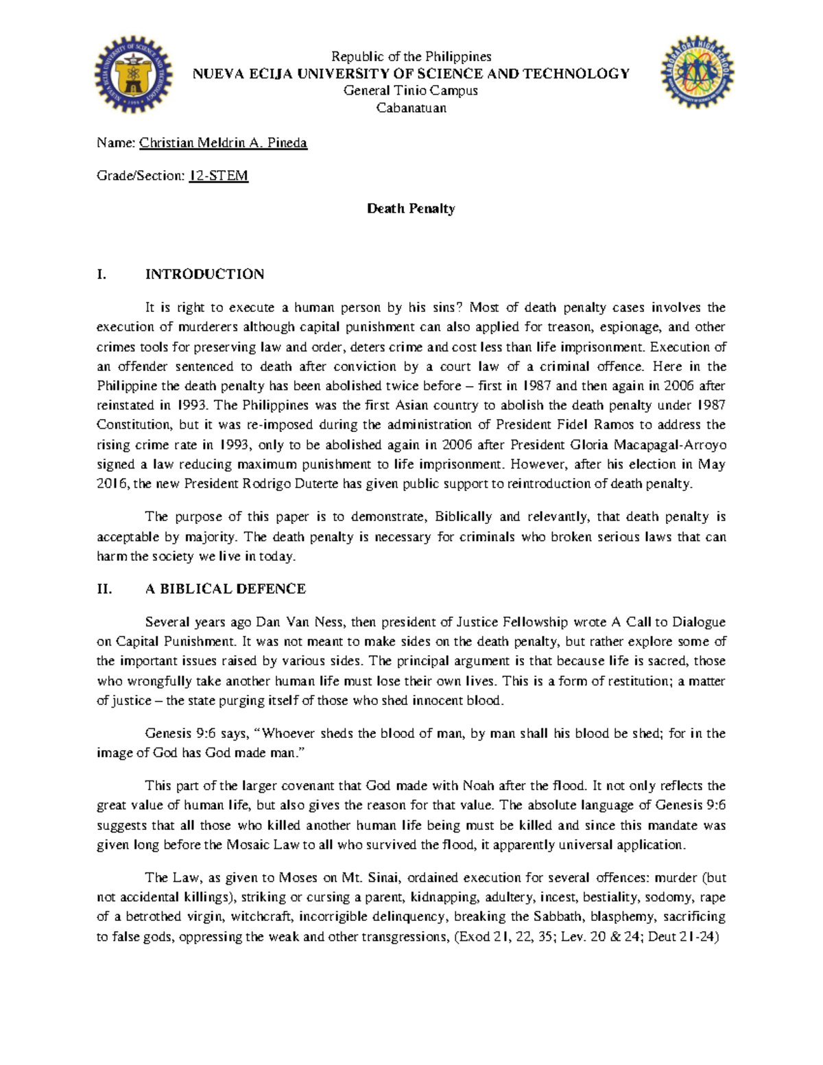 Pineda - Position Paper - Republic of the Philippines NUEVA ECIJA ...
