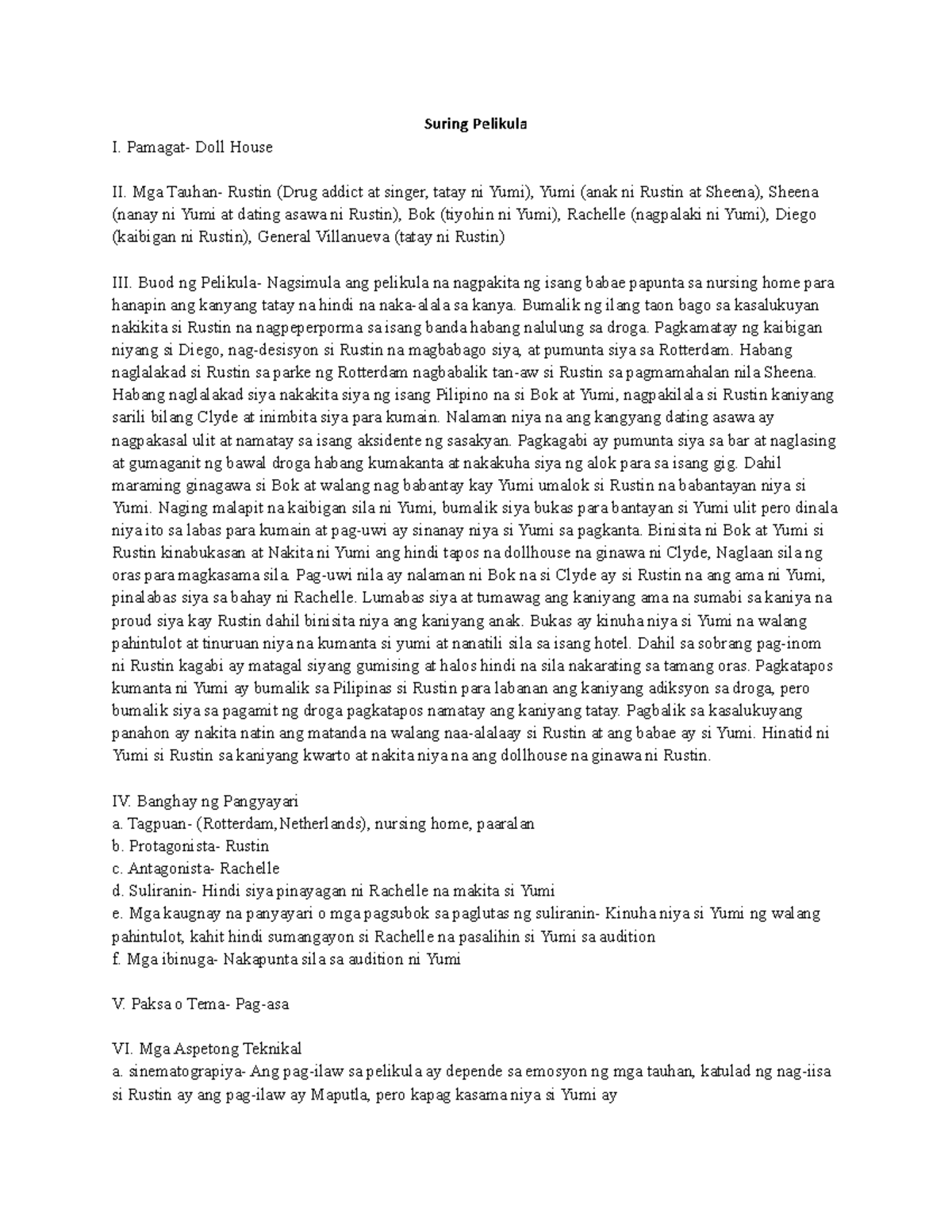 Suring Pelikula Pamagat Doll House II. Mga Tauhan Rustin (Drug