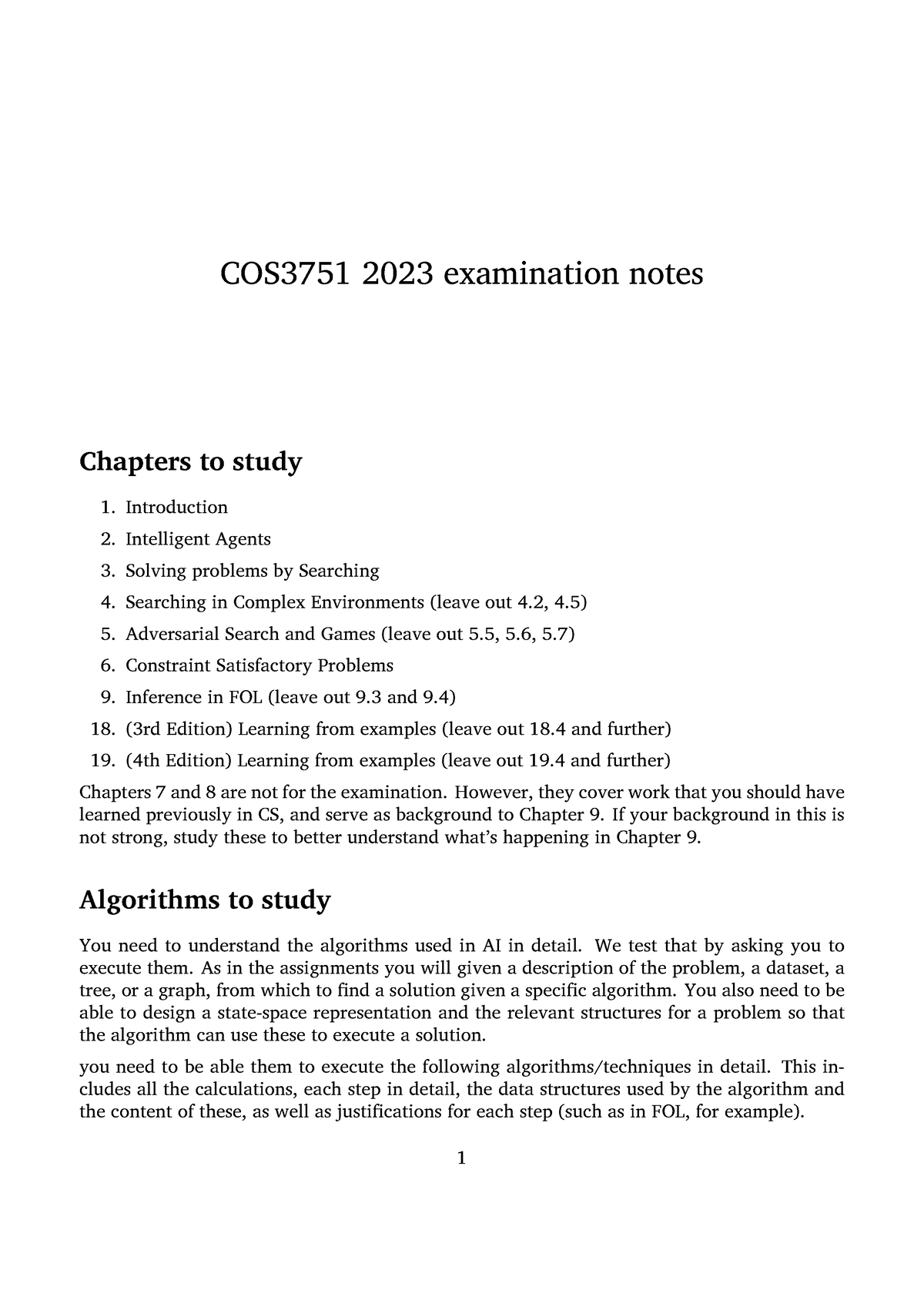 COS3751 2023 Examnotes - COS3751 2023 Examination Notes Chapters To ...