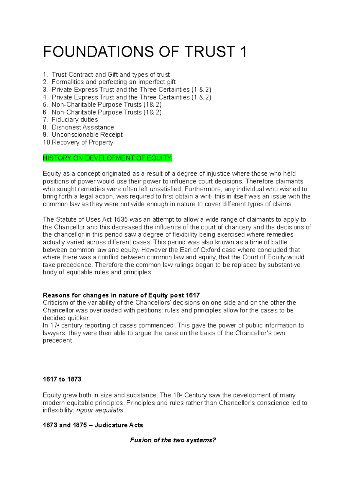 Foundations OF Trust 1 FOUNDATIONS OF TRUST 1 Trust Contract and Gift