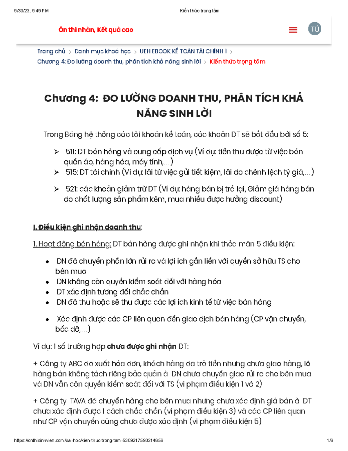 Kiến thức trọng tâm c4 - Ôn tài chính doanh nghiệp thi cuối kỳ - Trang ...