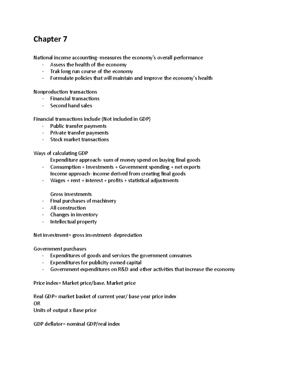 Economics - Lecture notes 1 - Chapter 7 National income accounting ...