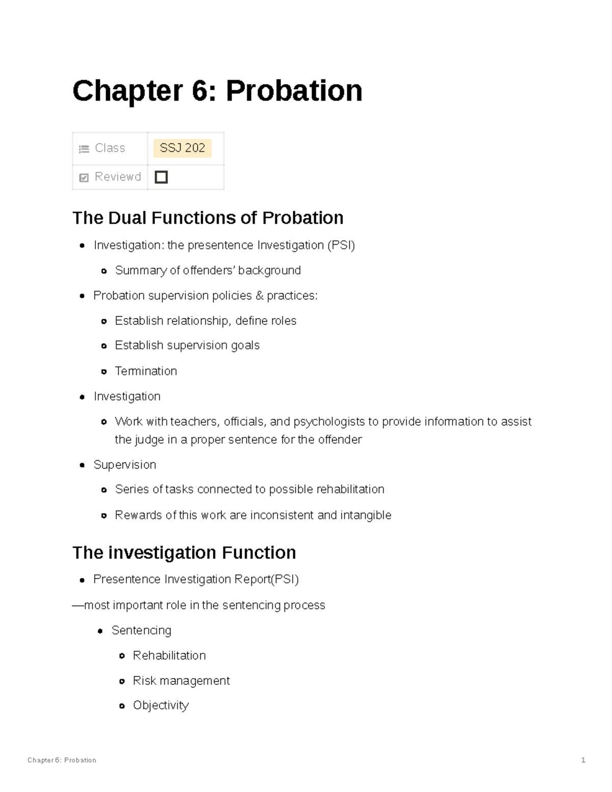 SSJ 202 CHAPTER 6 - Probation - Chapter 6: Probation Class SSJ 202 ...