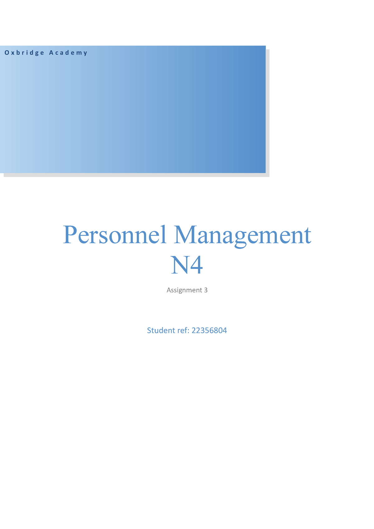 personnel management assignment