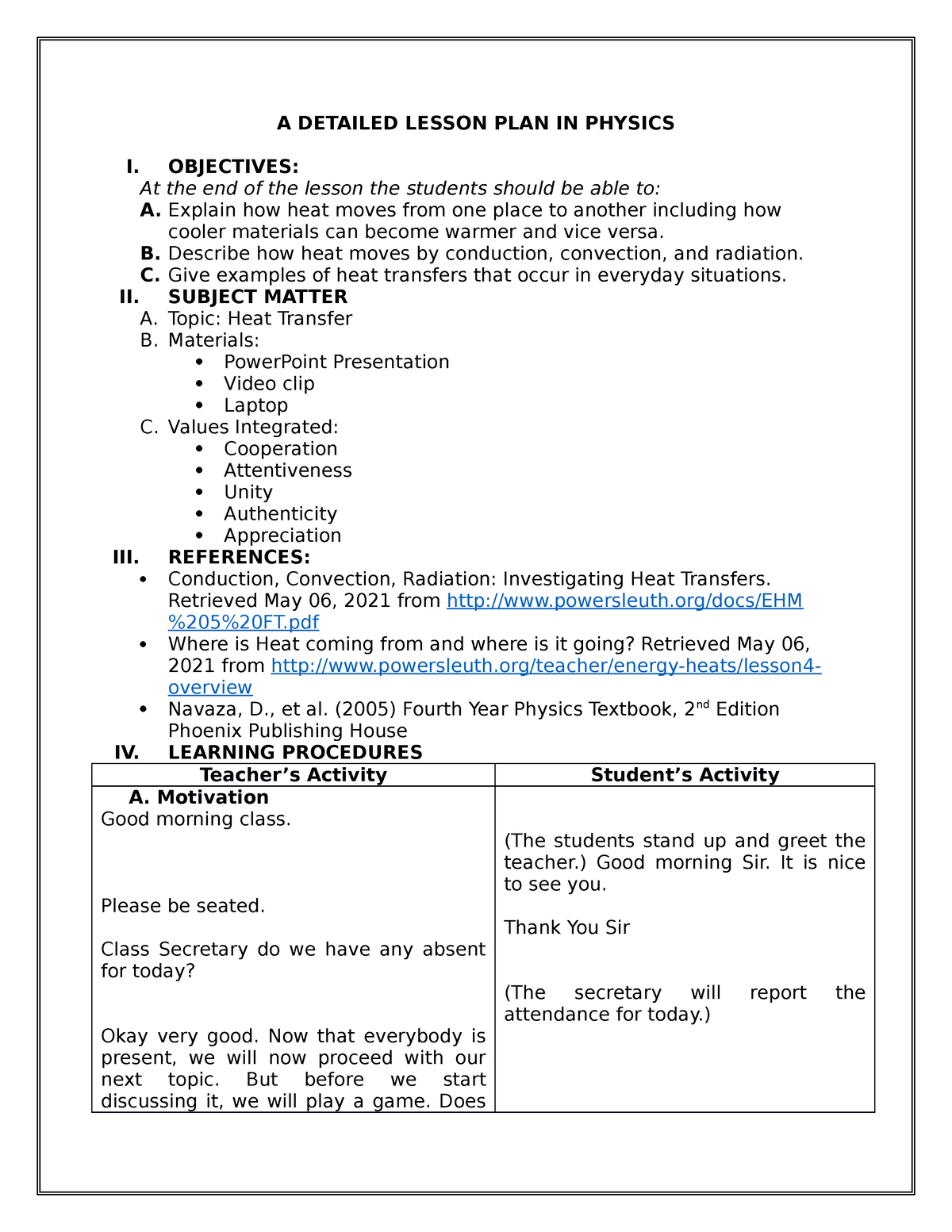 radiation lesson plans