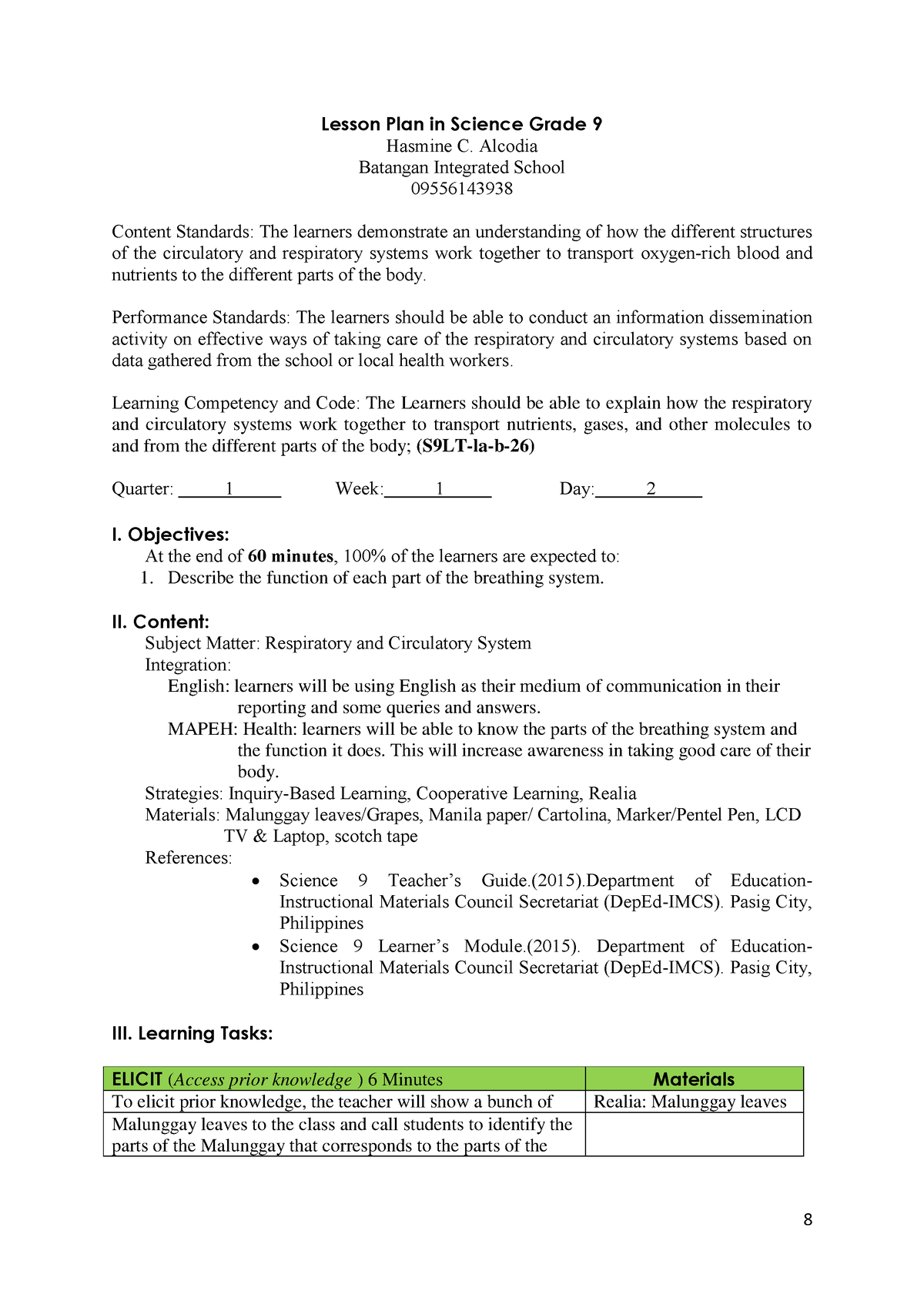 Science 9 DLP Q1 W1 D2   Daily Lesson Plan   Lesson Plan In Science