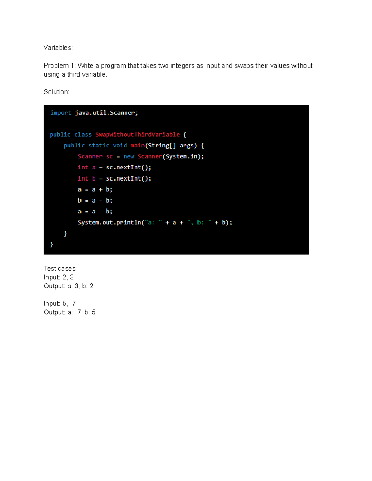 CS 180 Practice 2 - CS 18000 - Variables: Problem 1: Write a program ...