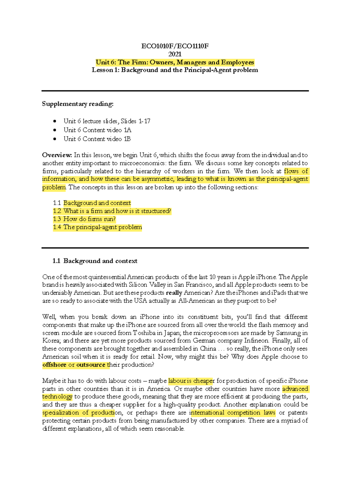 Unit+6,+Lesson+1 - unit6 - ECO1010F/ECO1110F 2021 Unit 6: The Firm ...