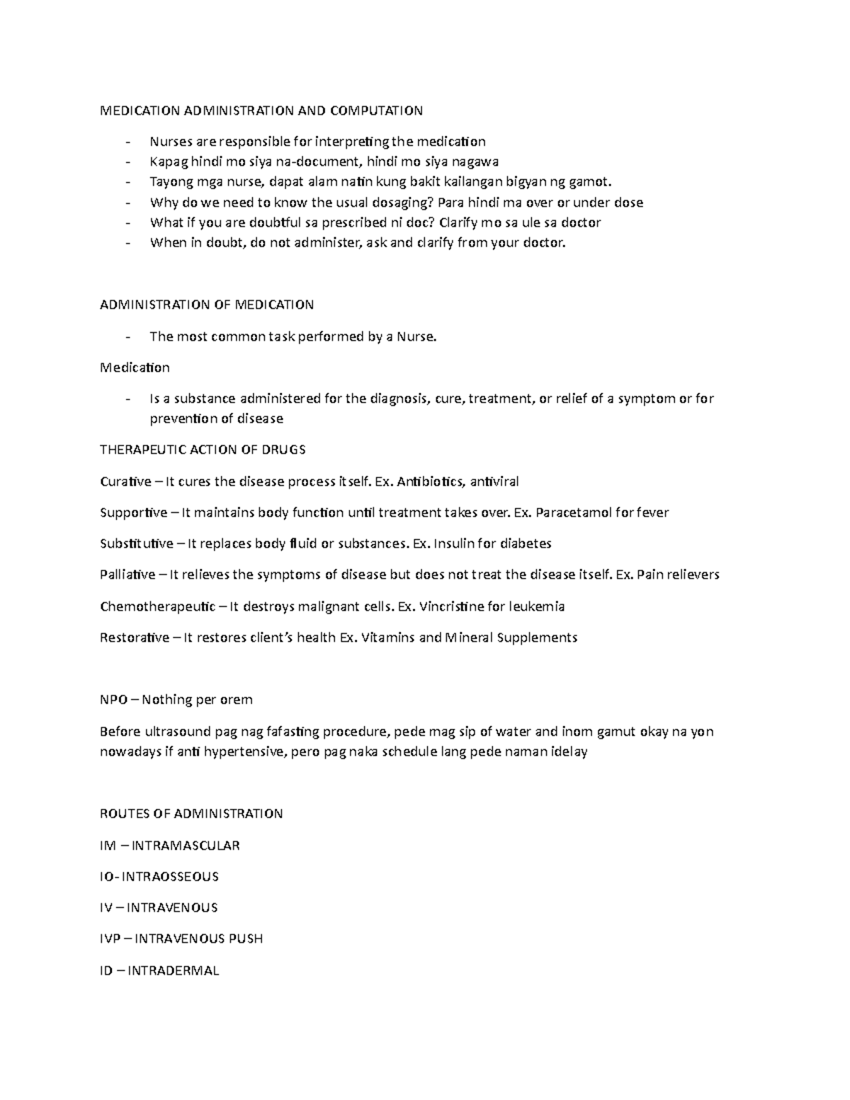 Medication Administration AND Computation - MEDICATION ADMINISTRATION ...