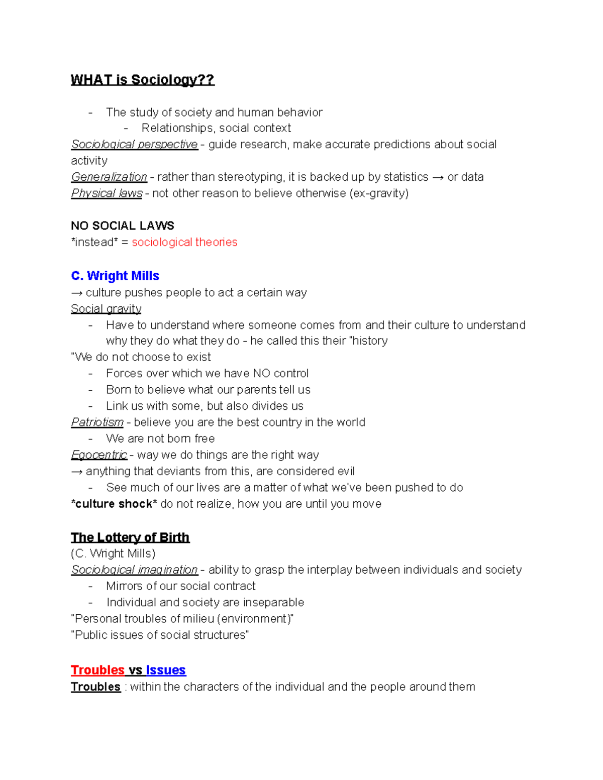 What is Sociology - Lecture notes 2 - WHAT is Sociology?? The study of ...