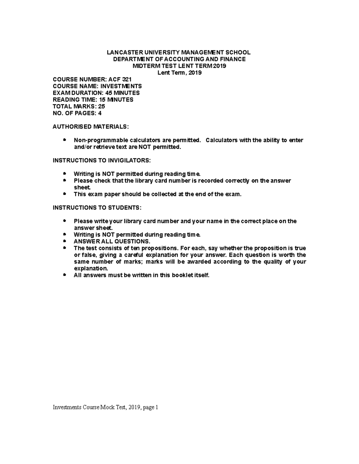 Financial accounting mid term mock paper acc 1100 midterm