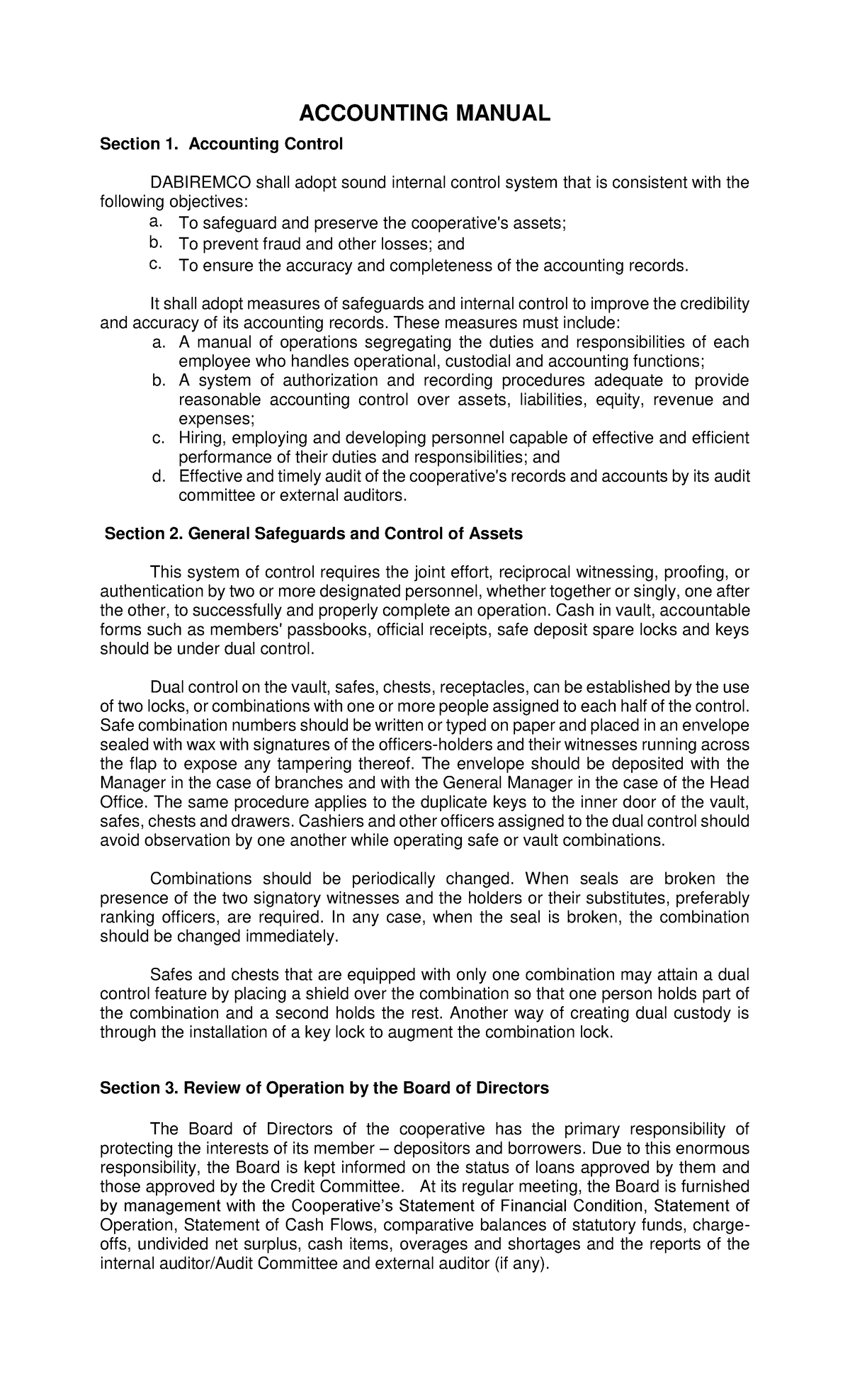 Accounting Manual Relevant ACCOUNTING MANUAL Section 1. Accounting