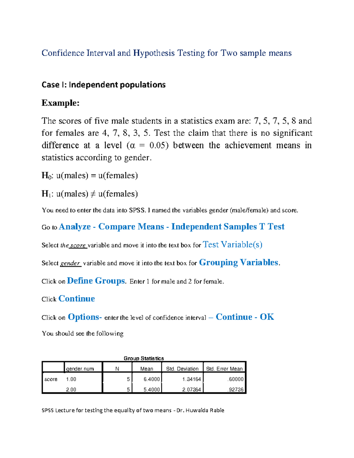 Two sample for an example in statistics - Confidence Interval and ...