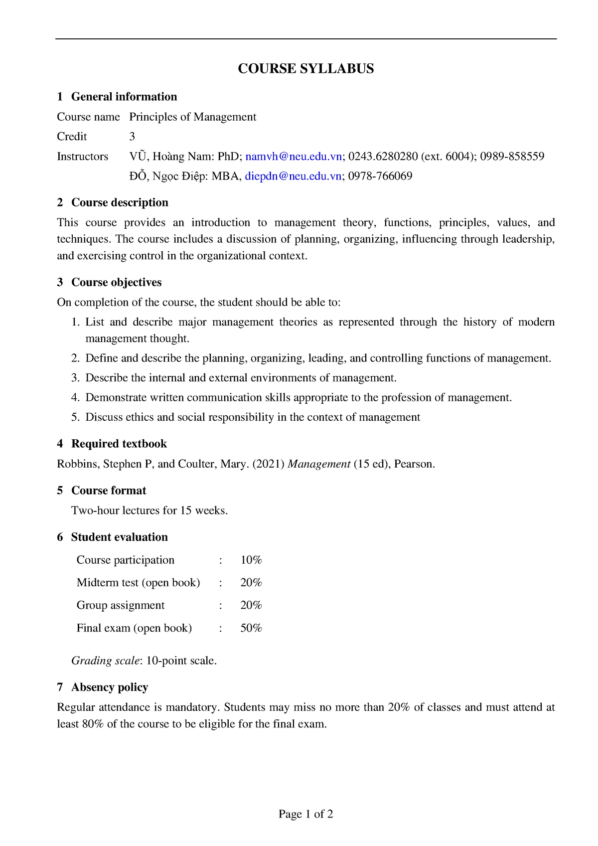 Principles Of MGMT- Syllabus-2022 - Page 1 Of 2 COURSE SYLLABUS 1 ...