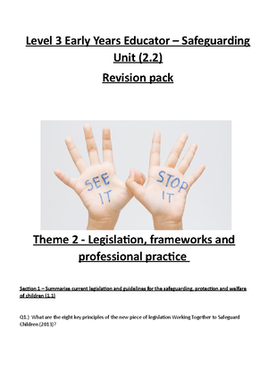 Revision pack - level 3 - health and safety - Level 3 Early Years ...