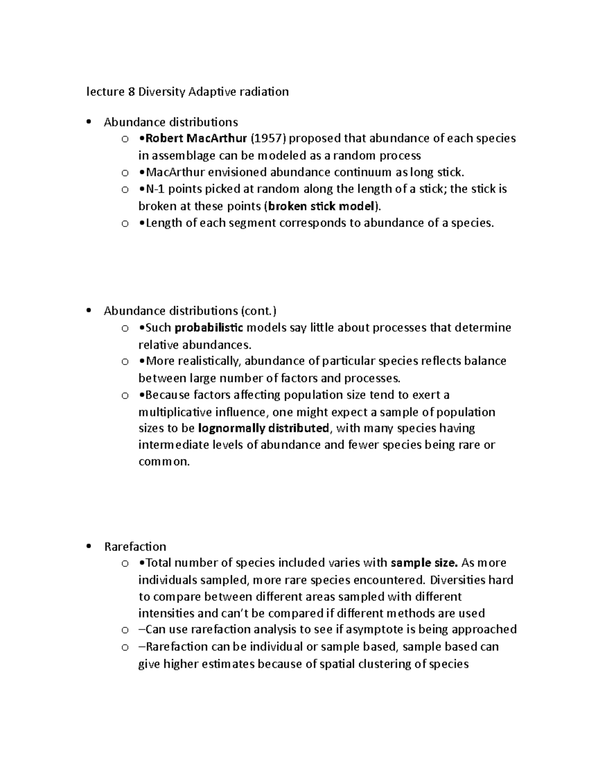 Lecture 8 Diversity Adaptive radiation - lecture 8 Diversity Adaptive