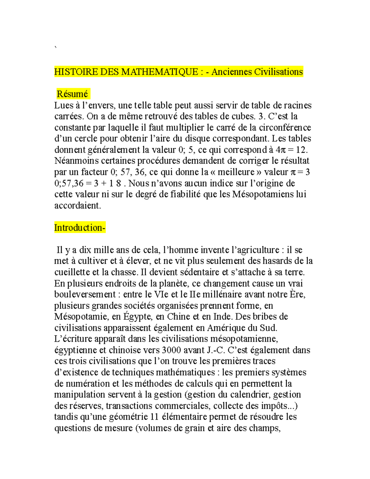 Histoire DES Maths - ` HISTOIRE DES MATHEMATIQUE : - Anciennes ...