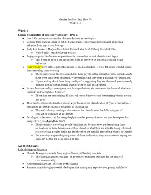 GSWS 2163A - Course notes - GSWS 2163A Lesson 1: What is Sexology ...
