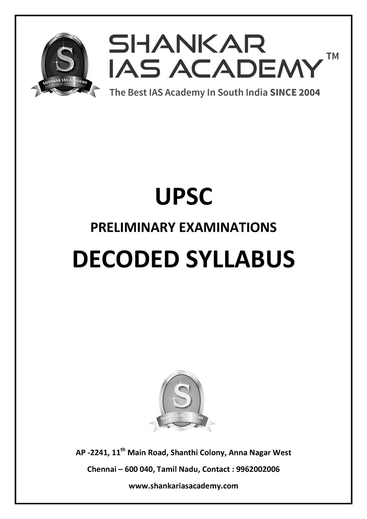 Upsc Decoding Syllabus Www - UPSC PRELIMINARY EXAMINATIONS DECODED ...