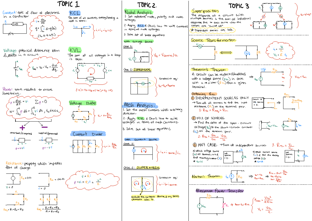 Topic 1 - 3 Summaries - ELEC1111 - Studocu