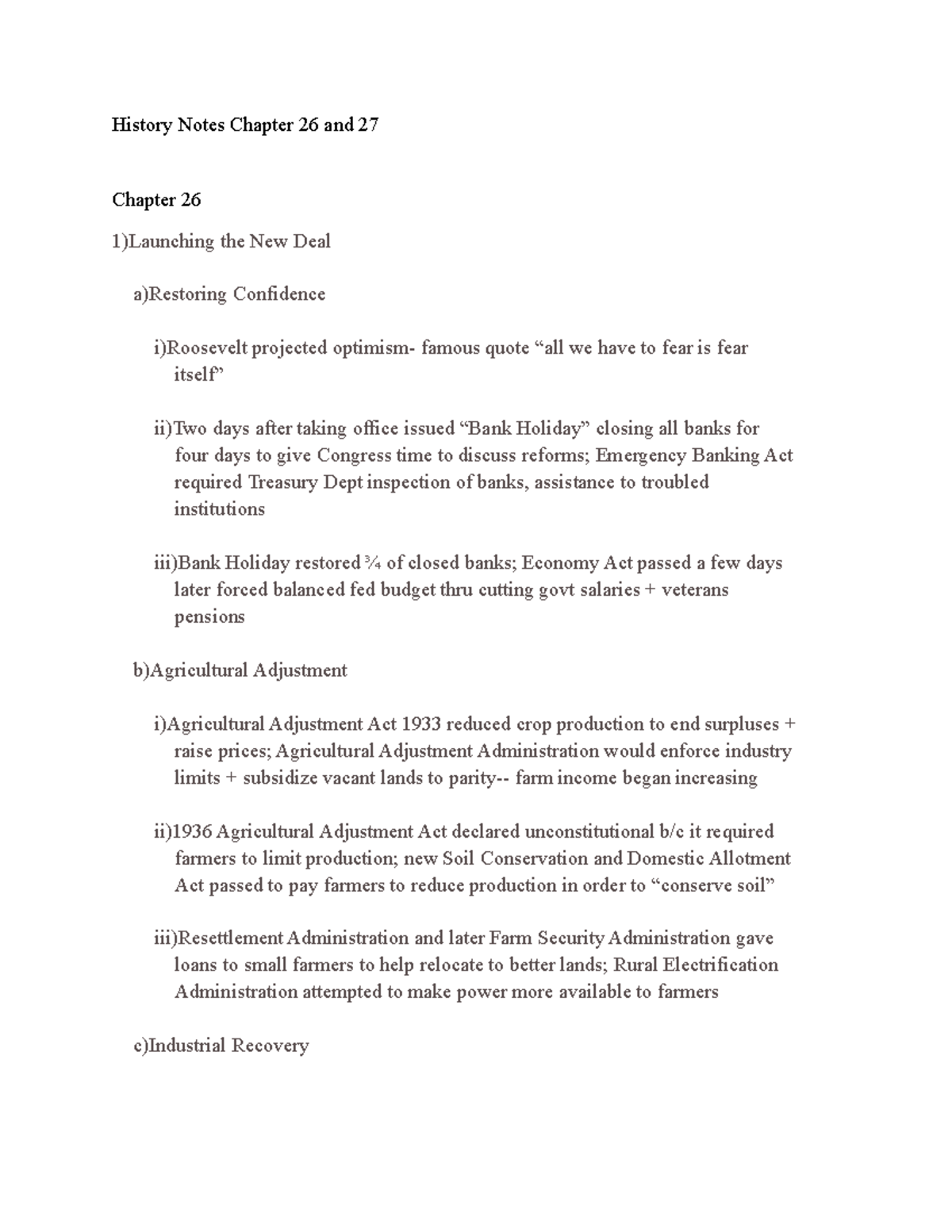 History Notes Chapter 26 and 27 - History Notes Chapter 26 and 27 ...