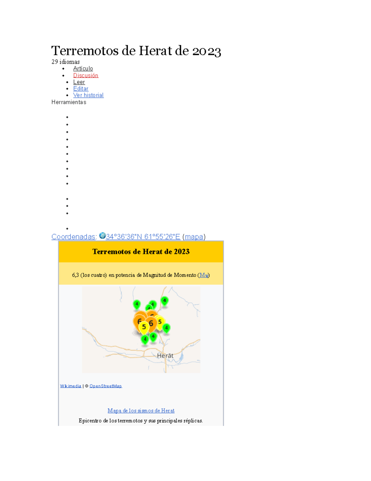 Terremotos de Herat de 2023 Terremotos de Herat de 2023 29 idiomas