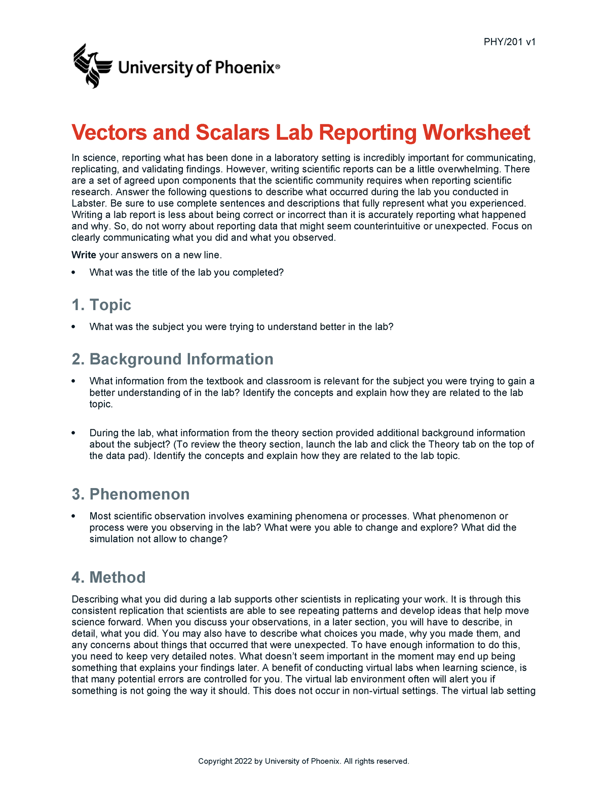 Phy201 v1 wk2 vectors and scalars lab report observational - PHY/201 v ...