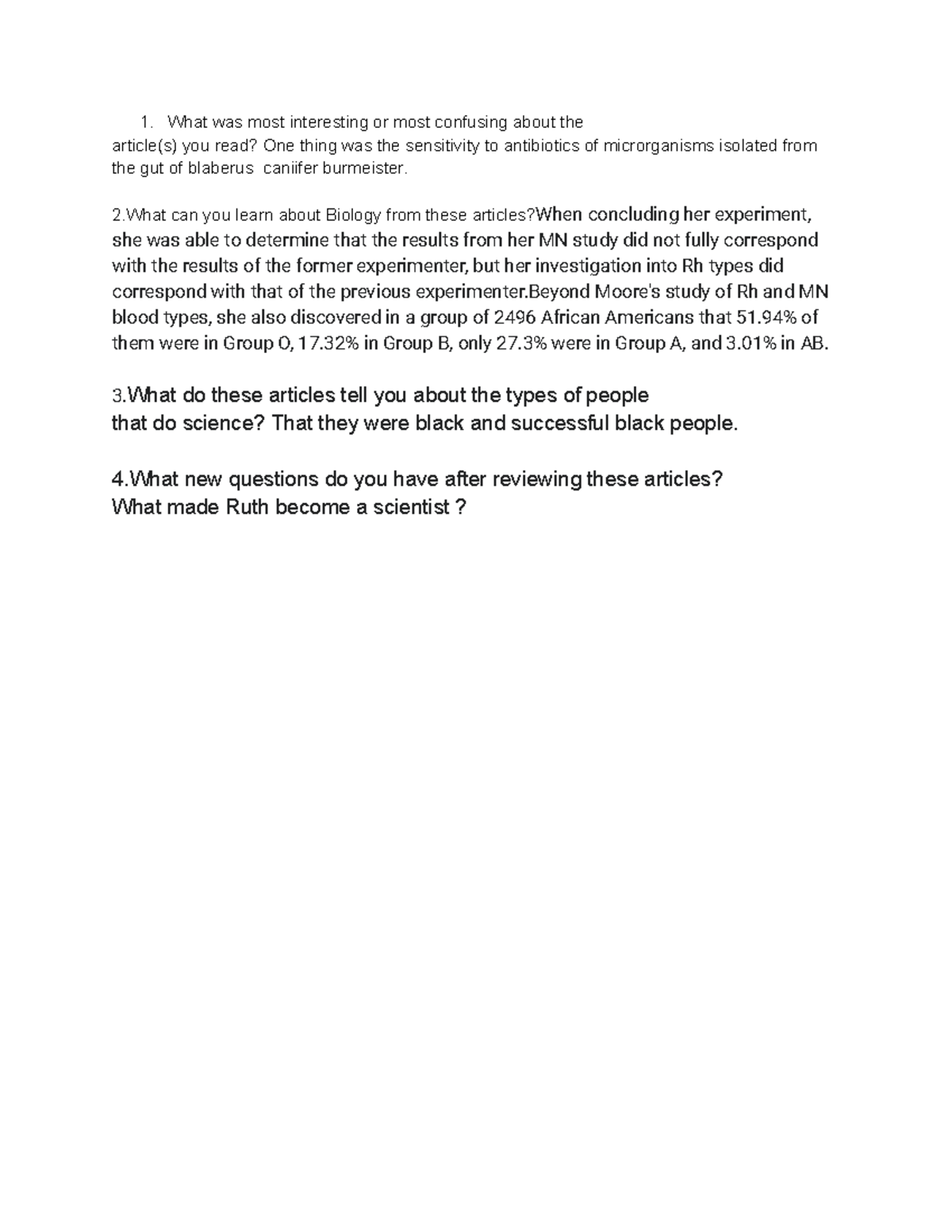 Copy of Untitled document - 1. What was most interesting or most ...