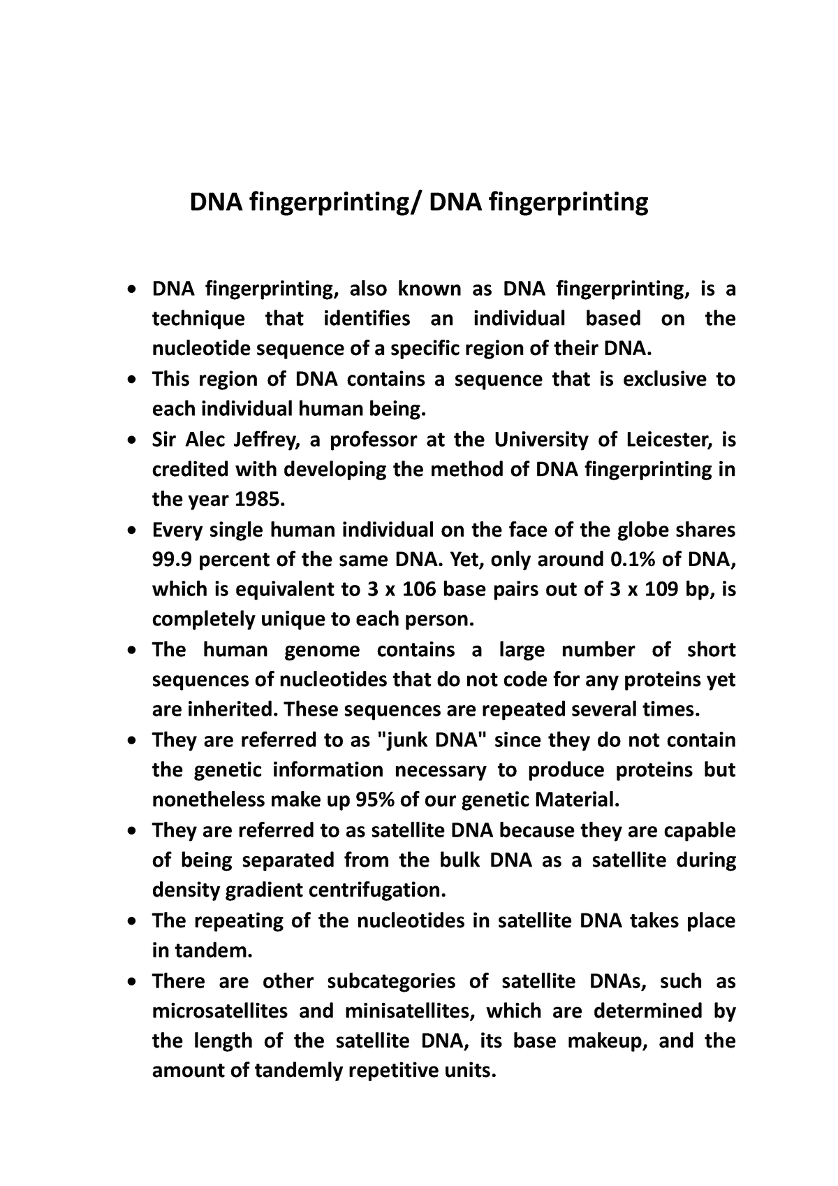 essay questions on dna fingerprinting