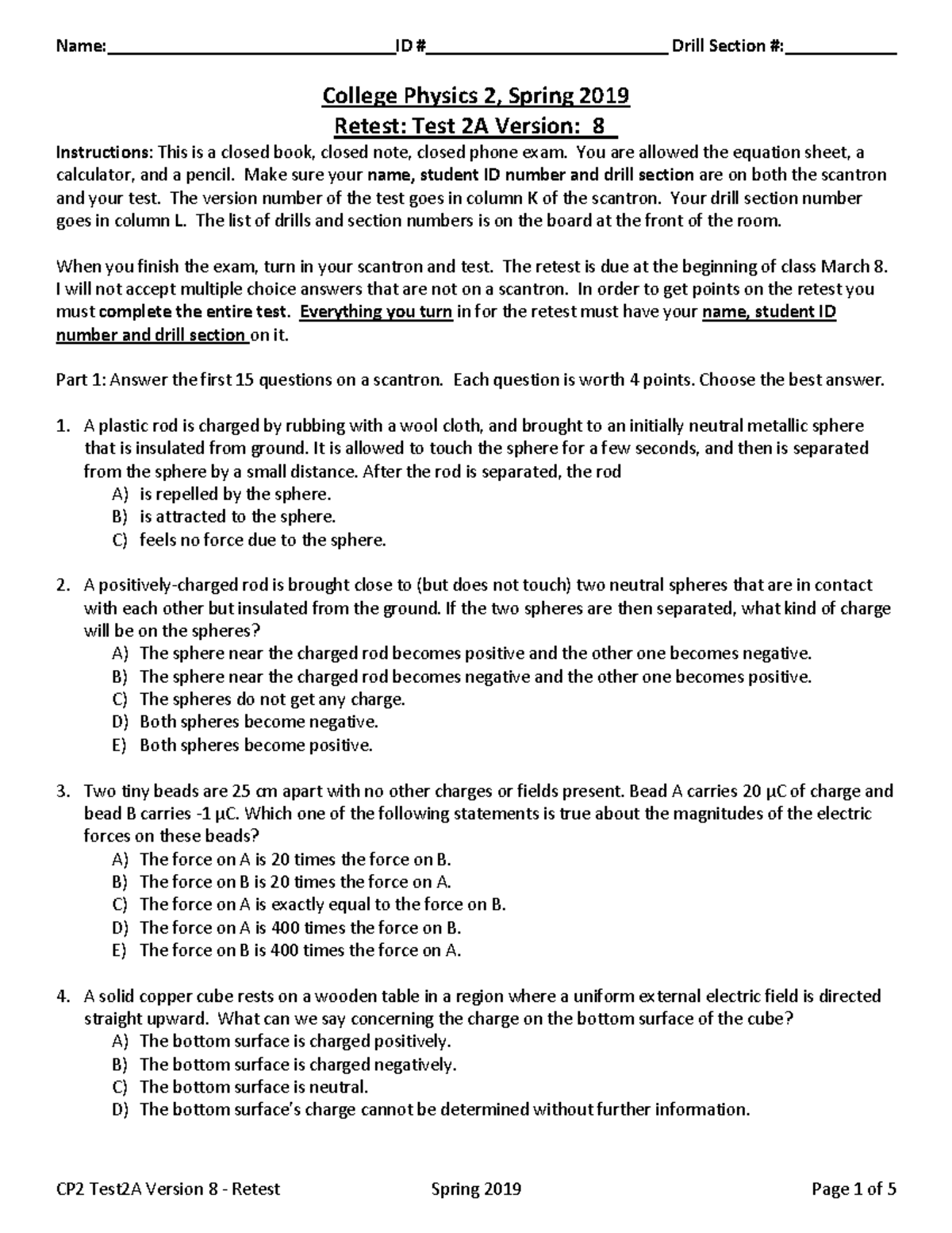 Old Blank Exam 2 - Exam 2. Tacy Minor is the professor. - College ...