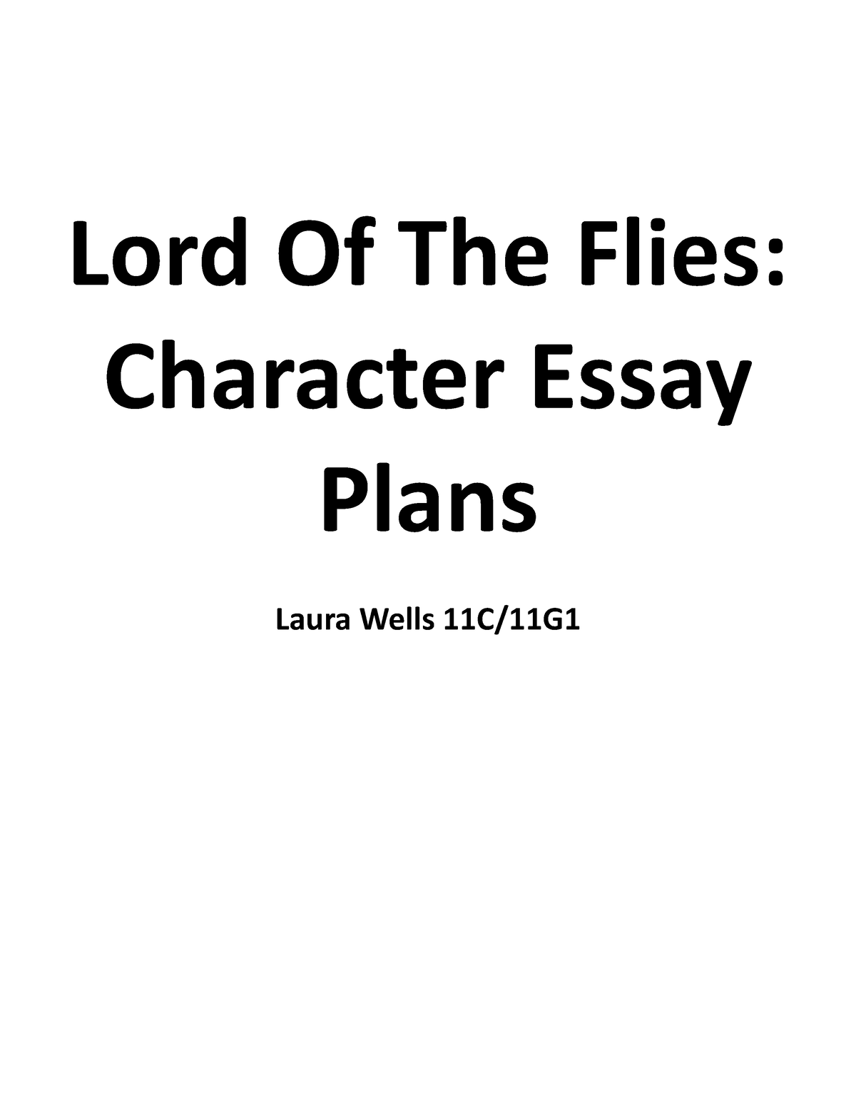 lord of the flies character essay plans